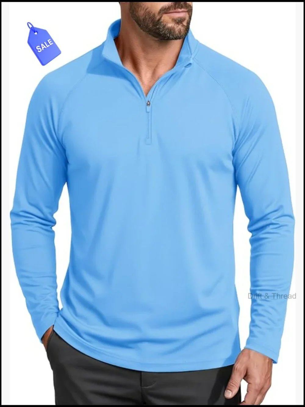 Men's UPF 50+ Long Sleeve Sun Shirt 1/4 Zip Rash Guard Athletic Tee